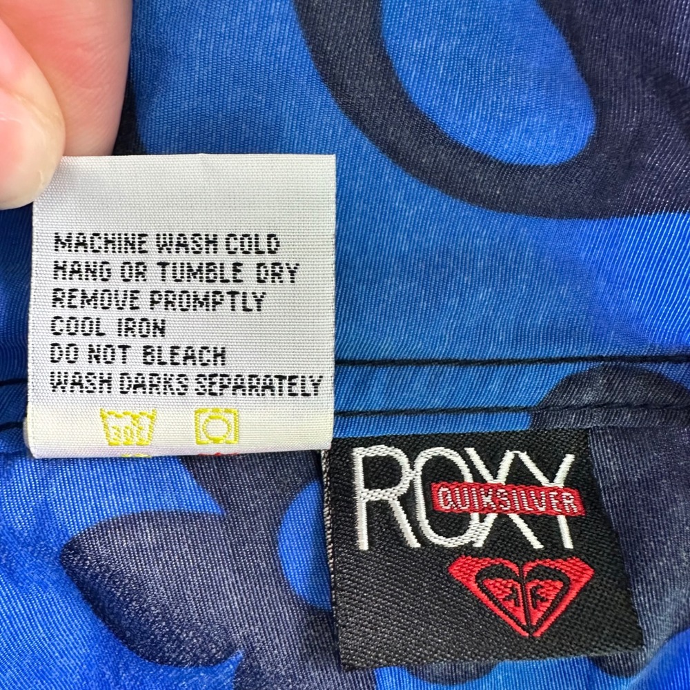 Vintage Roxy Quiksilver Blue Floral Board Shorts Juniors Size 1 Y2K Hibiscus - Picture 14 of 14